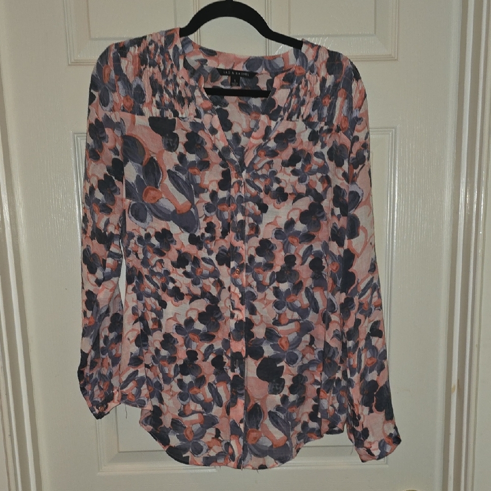 Zac & Rachel‎ Floral Blouse - Pink and Navy